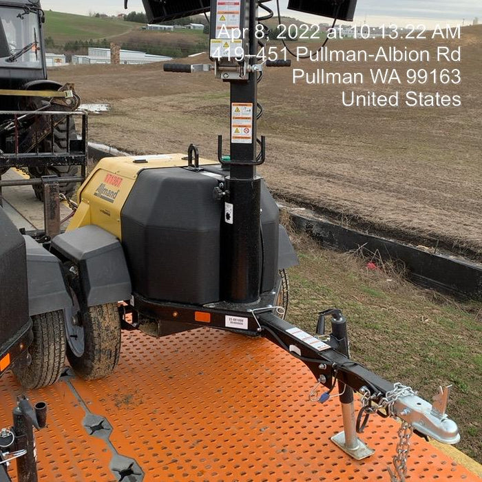 2021 Allmand NLV3GR (4) LED Light Fixture 350W, 23' Vertical Mast, 3kW Prime, Towable, Deep Sea L401, Leveling Jacks, Yanmar T4F 5.8hp