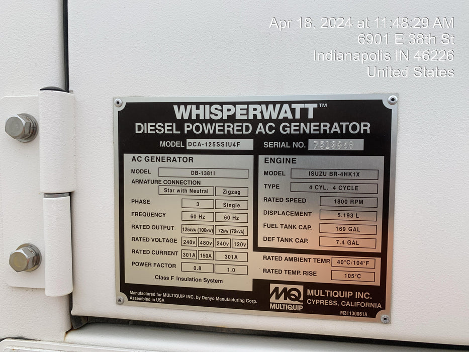 2022 MULTIQUIP DCA125