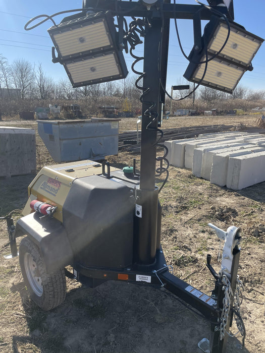 2022 Allmand NLV3GR (4) LED Light Fixture 350W, 23' Vertical Mast, 3kW Prime, Towable, Deep Sea L401, Leveling Jacks, Yanmar T4F 5.8hp