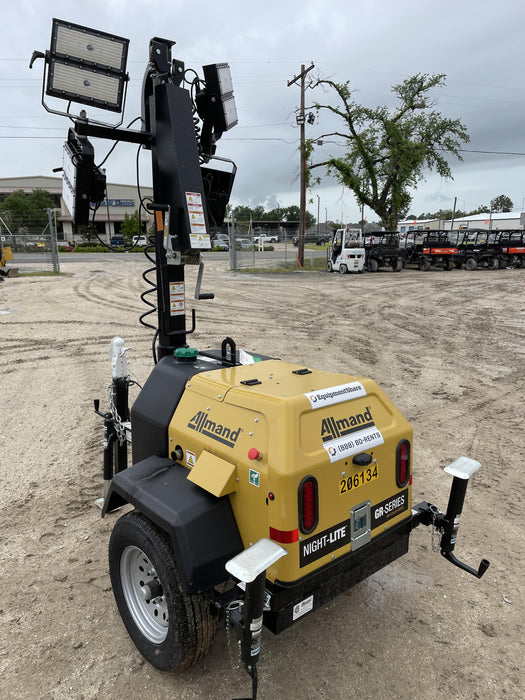 2022 Allmand NLV3GR (4) LED Light Fixture 350W, 23' Vertical Mast, 3kW Prime, Towable, Deep Sea L401, Leveling Jacks, Yanmar T4F 5.8hp