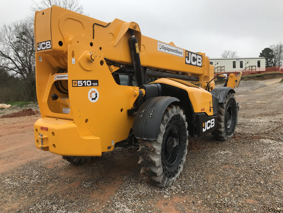 2019 JCB 510-56 Canopy, 74 HP, Solid Tires, STD Worklight, Beacon, Aux Hydraulics, Lifting Eye, Back up Alarm w/66" Carriage/60" Forks