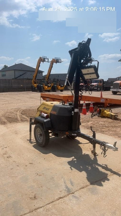 Allmand NLV3GR (4) LED Light Fixture 350W, 23' Vertical Mast, 3kW Prime, Towable, Deep Sea L401, Leveling Jacks, Yanmar T4F 5.8hp