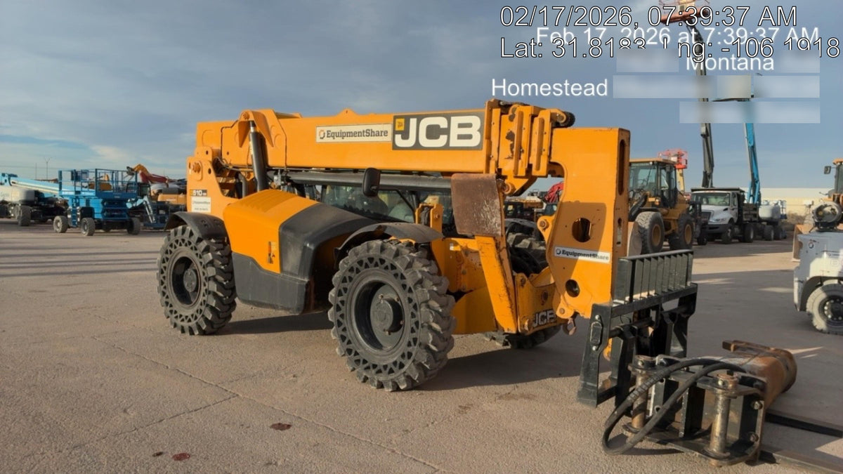 2018 JCB 510-56 JCB 510-56 Telehandler 74 HP w/CAB/HVAC, Beacon, Worklights, Aux Hydraulics, Solid Tires, 60" Carriage/Forks