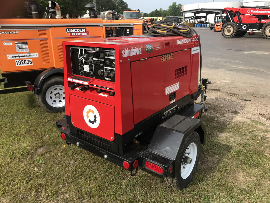2022 Shindaiwa DGW400MDL Kubota D902 Engine, 23 HP, Dual Op Welder, Wire, Arc, Droop Stick, Tig, and CC Stick Functionality, Simulphase, 3 Phase and 1 Phase Gen Output, Single Axle NB Trlr, Slr Trckl Chrg 12V 12W, Fire Ext