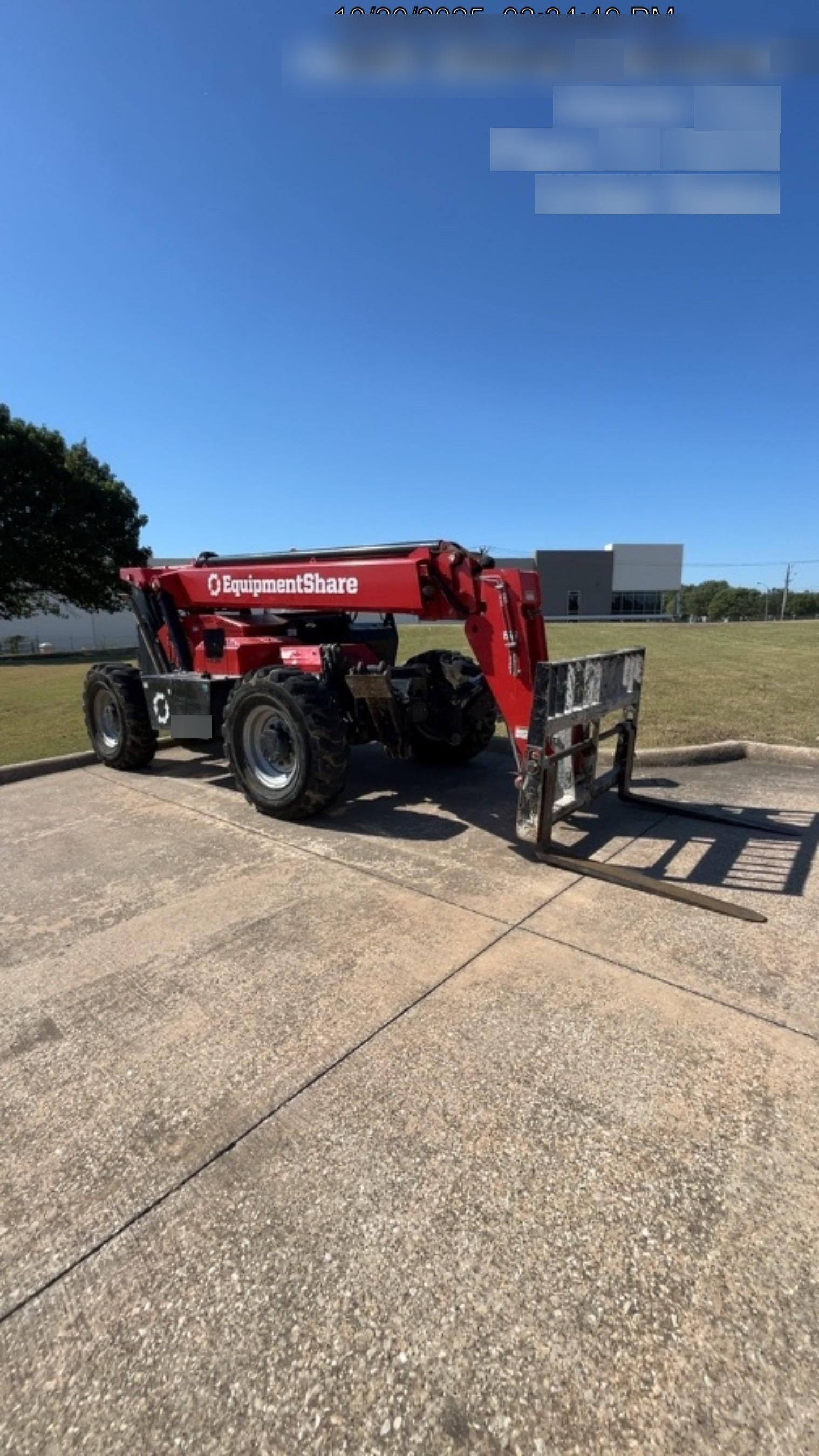 2019 Manitou MTA10055 Canopy, 120 HP, Solid Tires, Work Lights, Lift Hook, Auxiliary Hydraulics 66" Carriage and 60" Forks