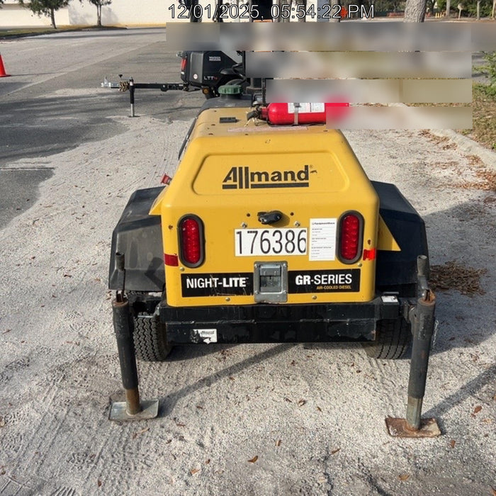 Allmand NLV3GR (4) LED Light Fixture 350W, 23' Vertical Mast, 3kW Prime, Towable, Deep Sea L401, Leveling Jacks, Yanmar T4F 5.8hp