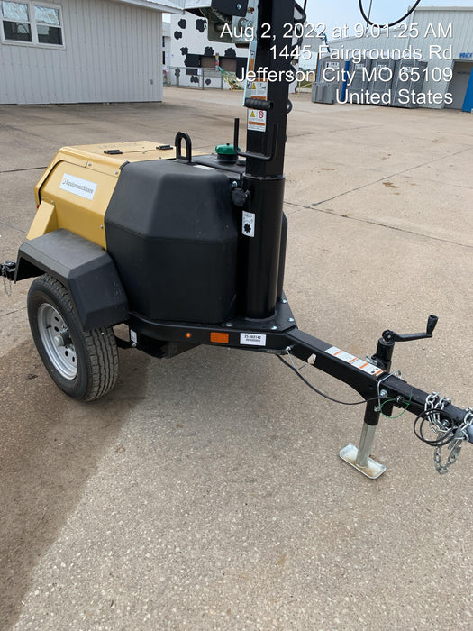 2022 Allmand NLV3GR (4) LED Light Fixture 350W, 23' Vertical Mast, 3kW Prime, Towable, Deep Sea L401, Leveling Jacks, Yanmar T4F 5.8hp