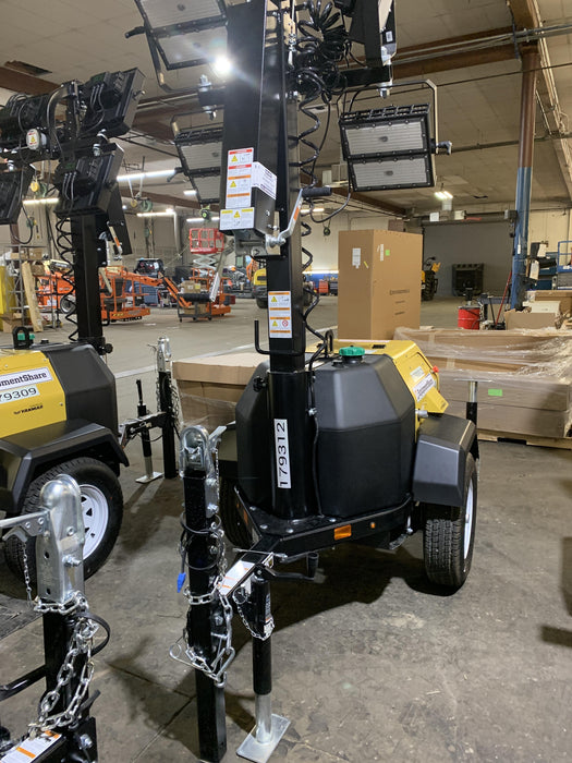 Allmand NLV3GR (4) LED Light Fixture 350W, 23' Vertical Mast, 3kW Prime, Towable, Deep Sea L401, Leveling Jacks, Yanmar T4F 5.8hp