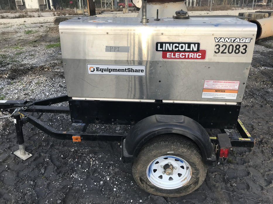 2019 Lincoln Electric Vantage 322 Welder Ready-Pak 3, Two wheel trailer, Fender and Light kit, Cable Rack