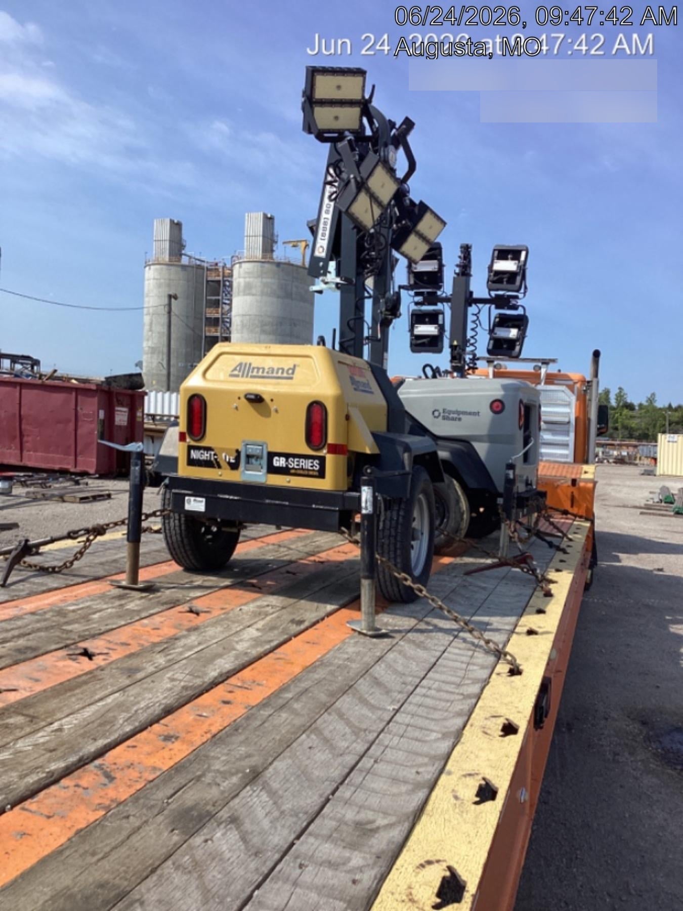 2022 Allmand NLV3GR (4) LED Light Fixture 350W, 23' Vertical Mast, 3kW Prime, Towable, Deep Sea L401, Leveling Jacks, Yanmar T4F 5.8hp