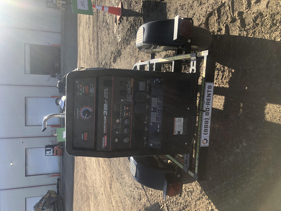 2019 Lincoln Electric Vantage 322 Ready-Pak 3, Two Wheel Trailer, Fender and Light Kit, Cable Rack
