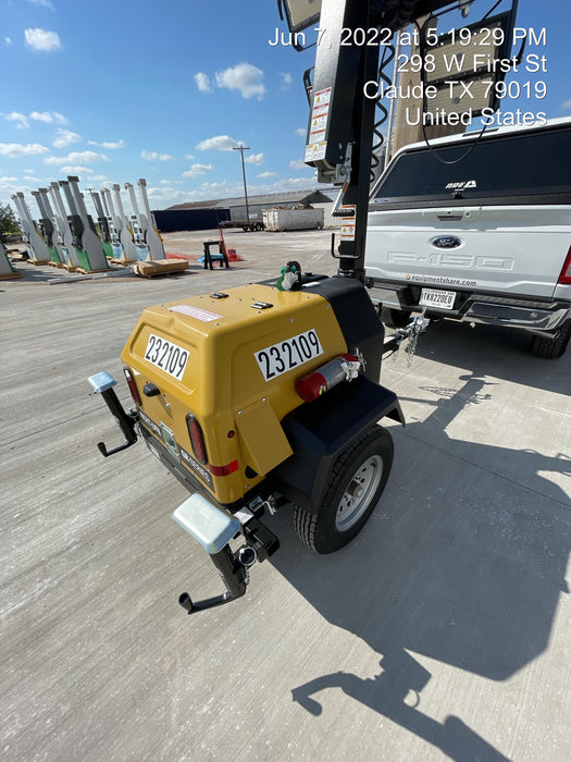 2022 Allmand NLV3GR (4) LED Light Fixture 350W, 23' Vertical Mast, 3kW Prime, Towable, Deep Sea L401, Leveling Jacks, Yanmar T4F 5.8hp