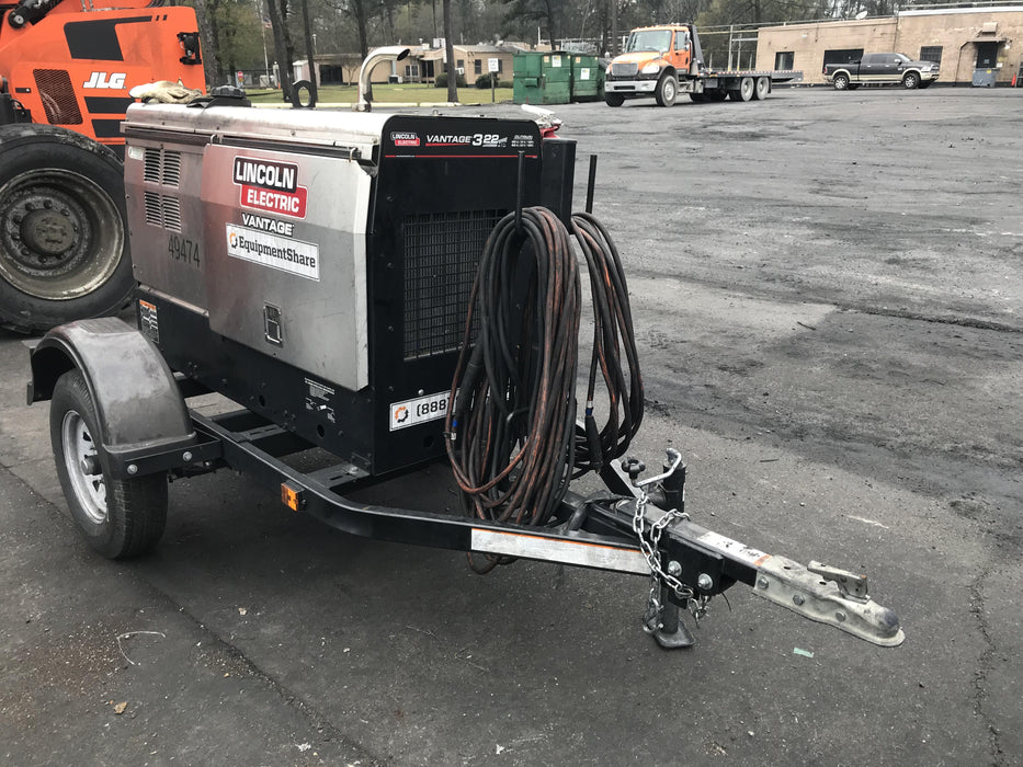 2019 Lincoln Electric Vantage 322 Ready-Pak 3, Two Wheel Trailer, Fender and Light Kit, Cable Rack