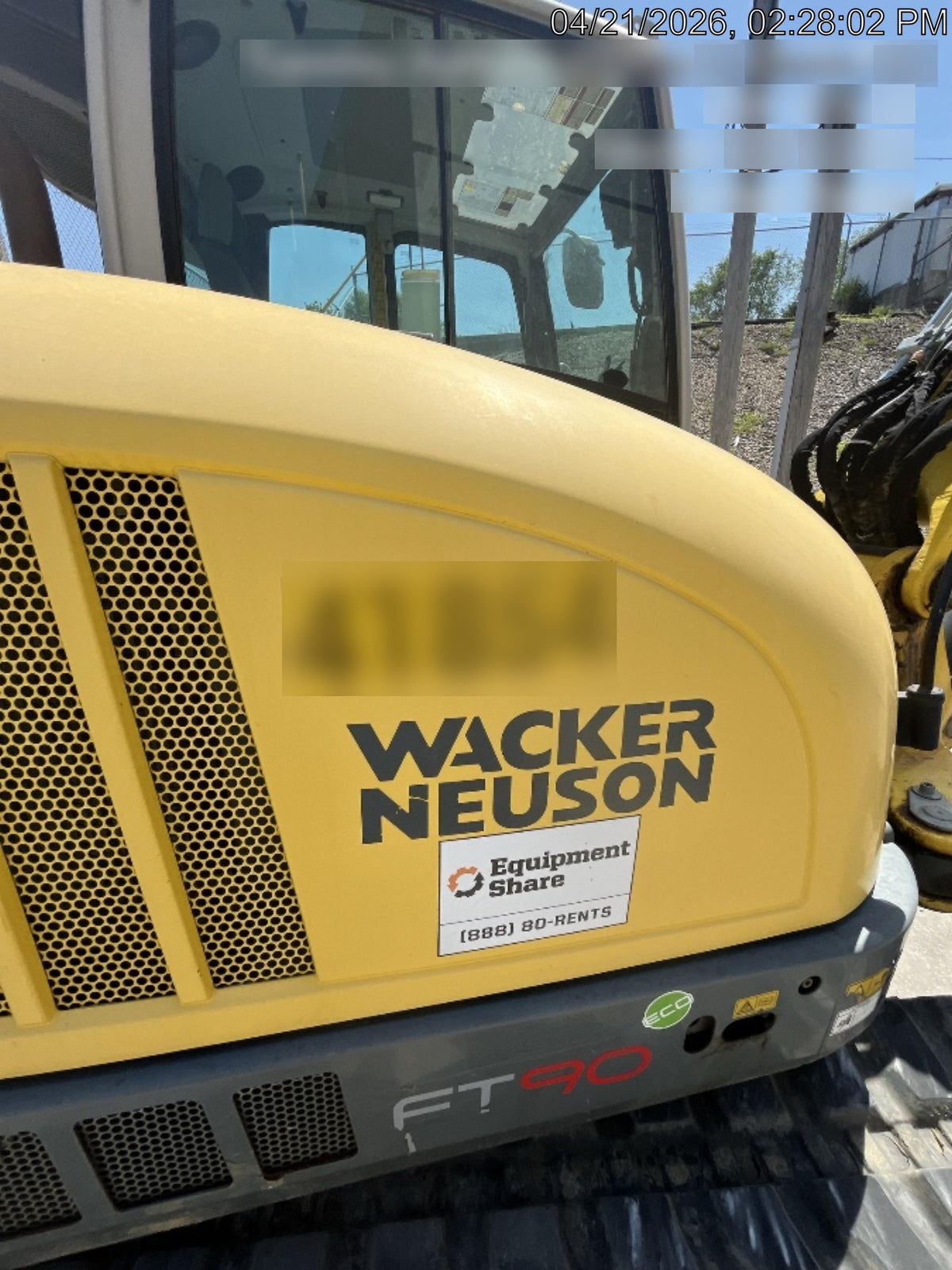 Wacker Neuson ET90 Cab, Long Dipperstick, Track, Bucket