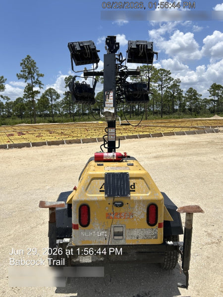 2022 Allmand NLV3GR (4) LED Light Fixture 350W, 23' Vertical Mast, 3kW Prime, Towable, Deep Sea L401, Leveling Jacks, Yanmar T4F 5.8hp