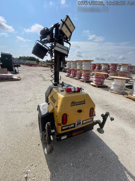2022 Allmand NLV3GR (4) LED Light Fixture 350W, 23' Vertical Mast, 3kW Prime, Towable, Deep Sea L401, Leveling Jacks, Yanmar T4F 5.8hp