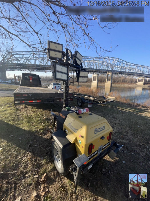 2020 Allmand NLV3GR (4) LED Light Fixture 350W, 23' Vertical Mast, 3kW Prime, Towable, Deep Sea L401, Leveling Jacks, Yanmar T4F 5.8hp