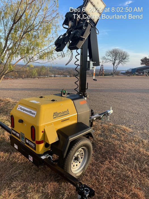 2022 Allmand NLV3GR (4) LED Light Fixture 350W, 23' Vertical Mast, 3kW Prime, Towable, ES Decals, T3