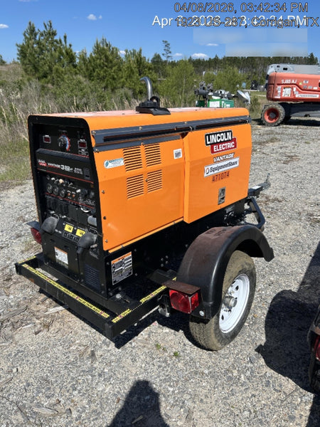 2024 Lincoln Electric Vantage 322 Welder Ready-Pak 3, Two wheel trailer, Fender and Light kit, Cable Rack, Orange
