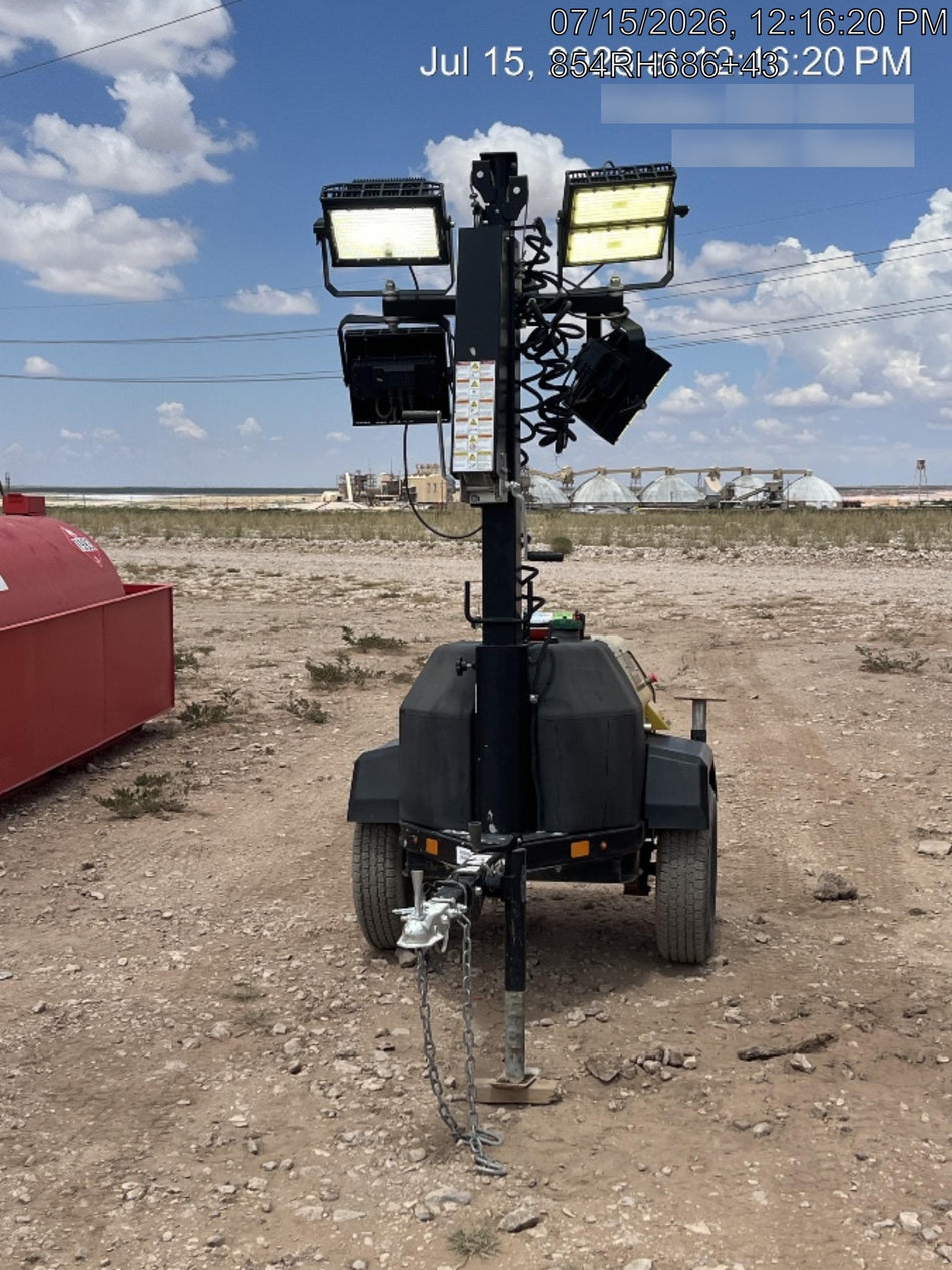 2022 Allmand NLV3GR (4) LED Light Fixture 350W, 23' Vertical Mast, 3kW Prime, Towable, ES Decals, T3