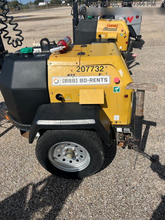 2022 Allmand NLV3GR (4) LED Light Fixture 350W, 23' Vertical Mast, 3kW Prime, Towable, Deep Sea L401, Leveling Jacks, Yanmar T4F 5.8hp