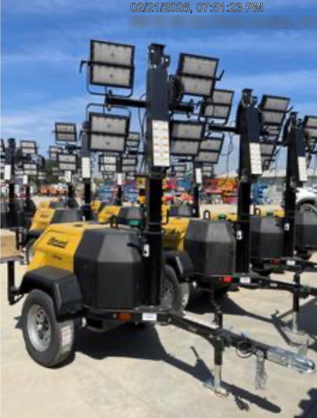 2022 Allmand NLV3GR (4) LED Light Fixture 350W, 23' Vertical Mast, 3kW Prime, Towable, ES Decals, T3