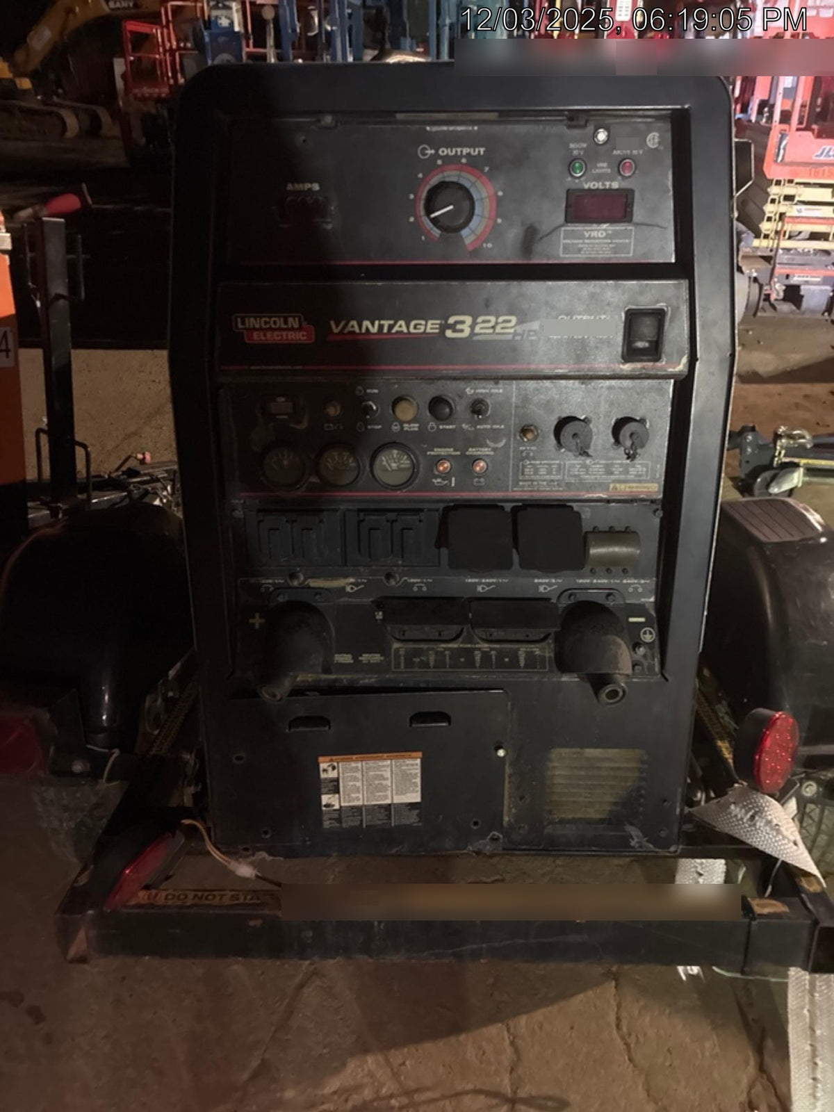 2019 Lincoln Electric Vantage 322 Ready-Pak 3, Two Wheel Trailer, Fender and Light Kit, Cable Rack