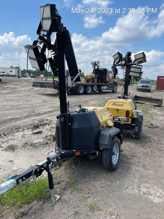 2022 Allmand NLV3GR (4) LED Light Fixture 350W, 23' Vertical Mast, 3kW Prime, Towable, Deep Sea L401, Leveling Jacks, Yanmar T4F 5.8hp