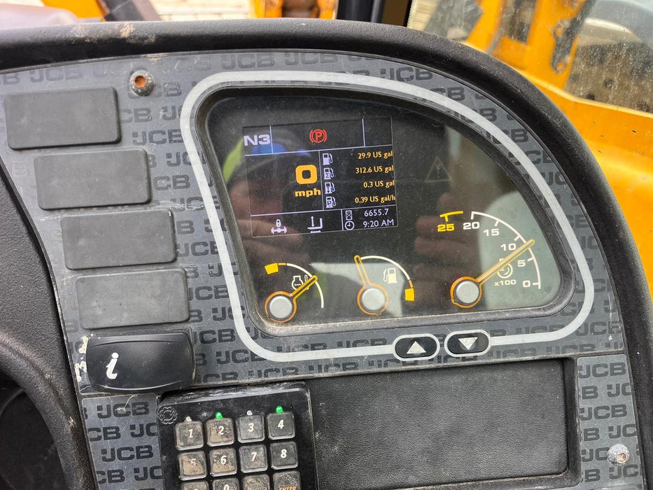 2019 JCB 510-56 Open ROPS, 74 HP, Solid Tires, Worklights, Beacon, Aux Hydraulics, Lifting Eye 60" Carriage/60" Forks