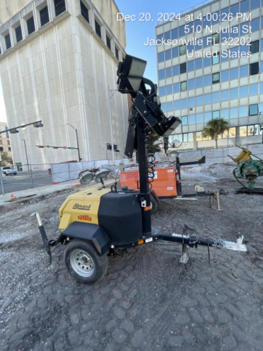 2021 Allmand NLV3GR (4) LED Light Fixture 350W, 23' Vertical Mast, 3kW Prime, Towable, Deep Sea L401, Leveling Jacks, Yanmar T4F 5.8hp