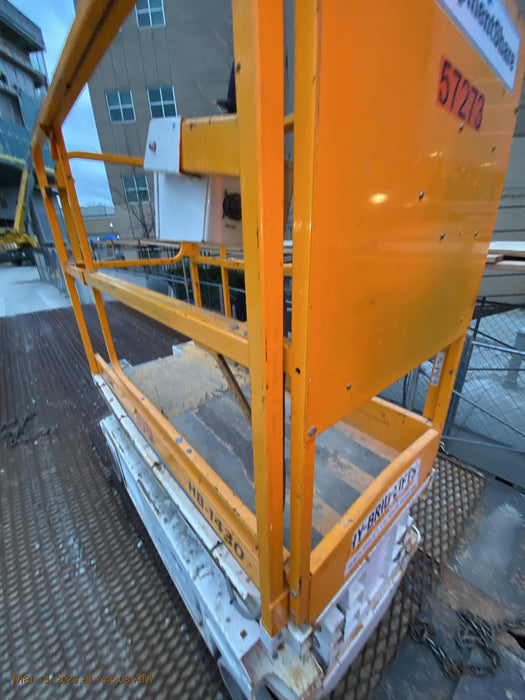 Custom Equipment HB-1430 <ul>
 <li>Hy-Brid Scissor Lift</li>
  <li>Platform capacity up to 670 lbs.</li>
  <li>Working height up to 20 ft</li>
  <li>Weighs under 1,700 lbs.</li>
  <li>Non-marking wheels </li>
</ul>