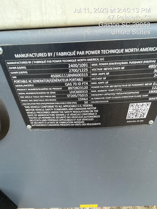 2022 ATLAS COPCO QAS 70