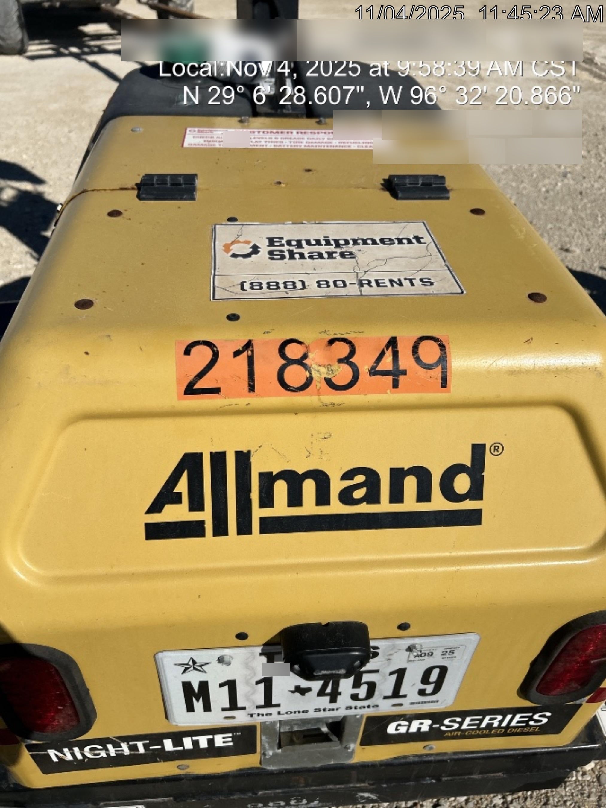 2022 Allmand NLV3GR (4) LED Light Fixture 350W, 23' Vertical Mast, 3kW Prime, Towable, Deep Sea L401, Leveling Jacks, Yanmar T4F 5.8hp