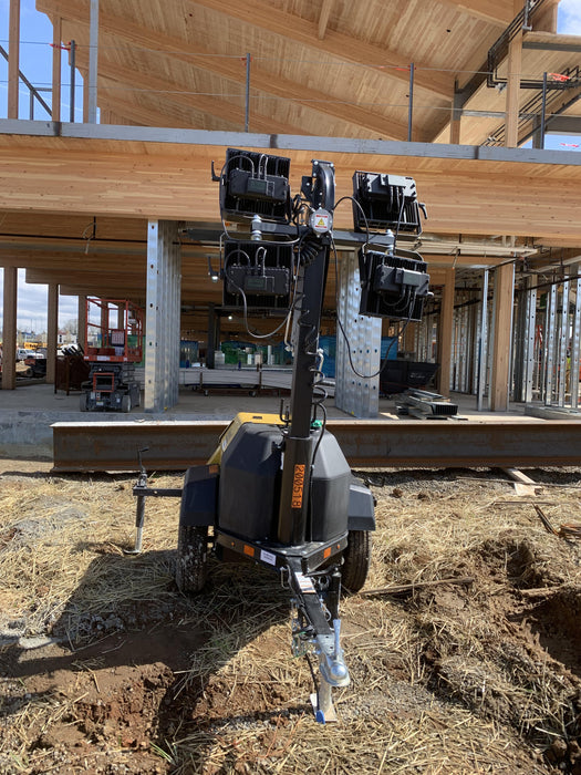 2022 Allmand NLV3GR (4) LED Light Fixture 350W, 23' Vertical Mast, 3kW Prime, Towable, Deep Sea L401, Leveling Jacks, Yanmar T4F 5.8hp