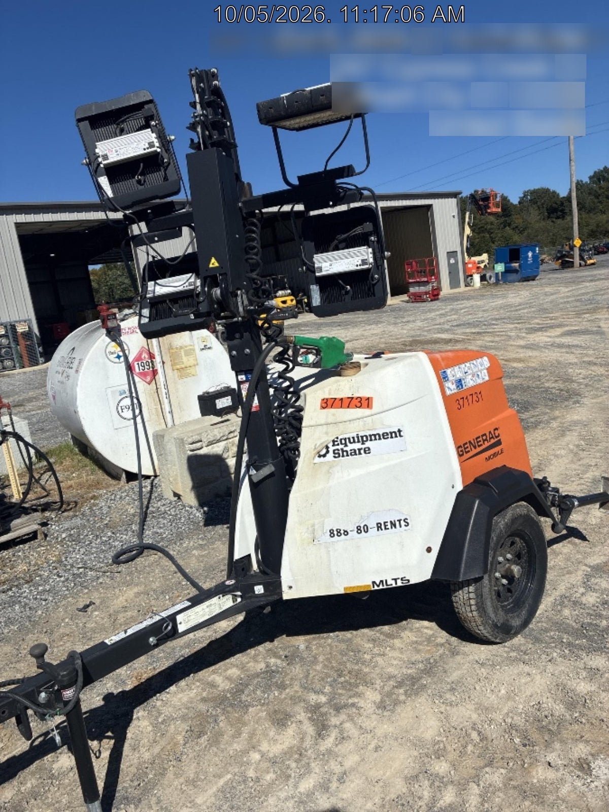 2023 Generac MLT2 Diesel, Flex Switch 120V Input, Powerzone Controller, 
(4) 320W LED Lights, 4kW Generator, 39.9 Gal Fuel Tank, 2" Ball, T3