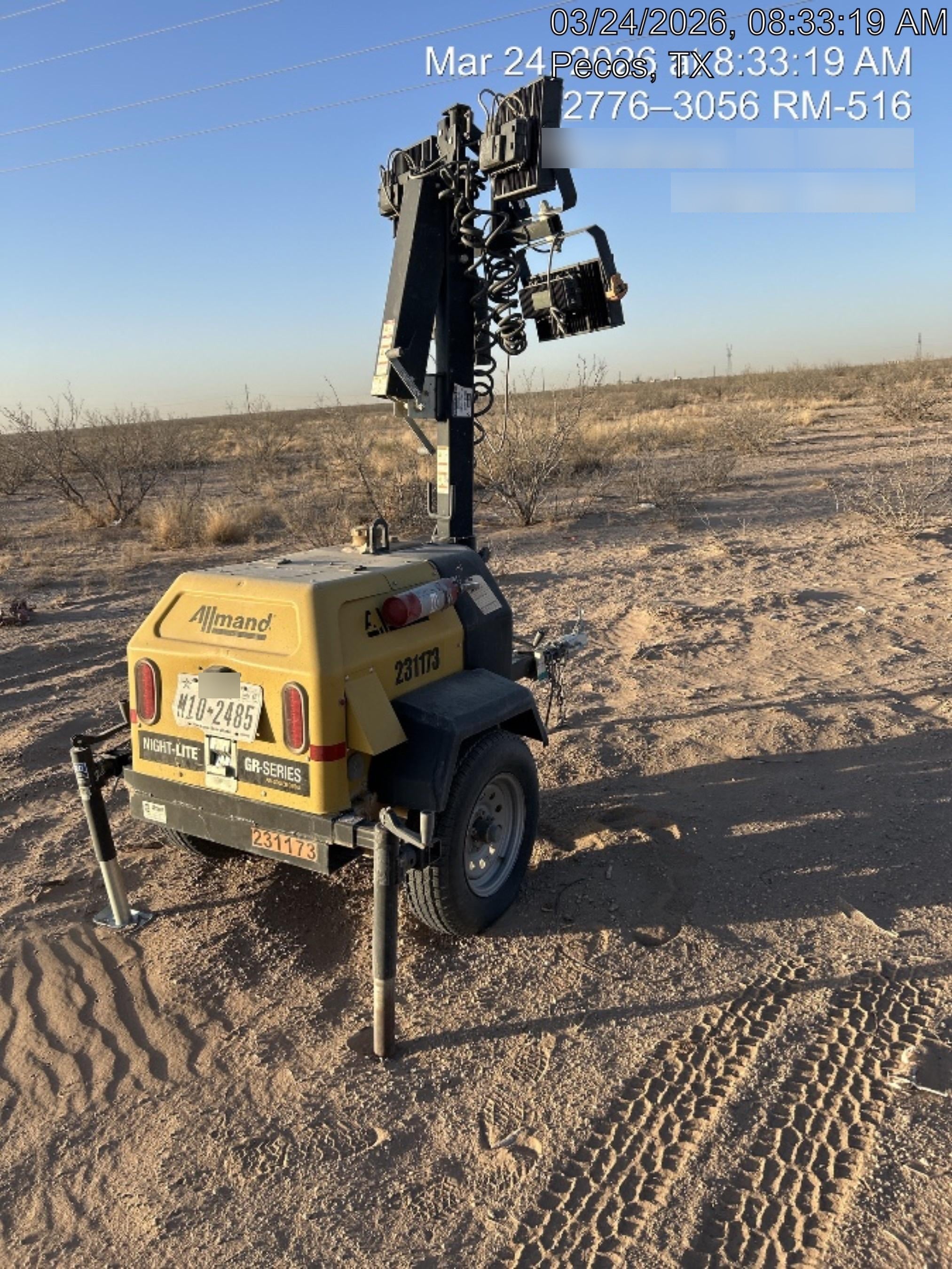 2022 Allmand NLV3GR (4) LED Light Fixture 350W, 23' Vertical Mast, 3kW Prime, Towable, Deep Sea L401, Leveling Jacks, Yanmar T4F 5.8hp