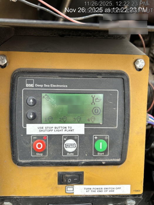 2022 Allmand NLV3GR (4) LED Light Fixture 350W, 23' Vertical Mast, 3kW Prime, Towable, Deep Sea L401, Leveling Jacks, Yanmar T4F 5.8hp