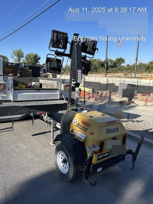 2021 Allmand NLV3GR (4) LED Light Fixture 350W, 23' Vertical Mast, 3kW Prime, Towable, Deep Sea L401, Leveling Jacks, Yanmar T4F 5.8hp