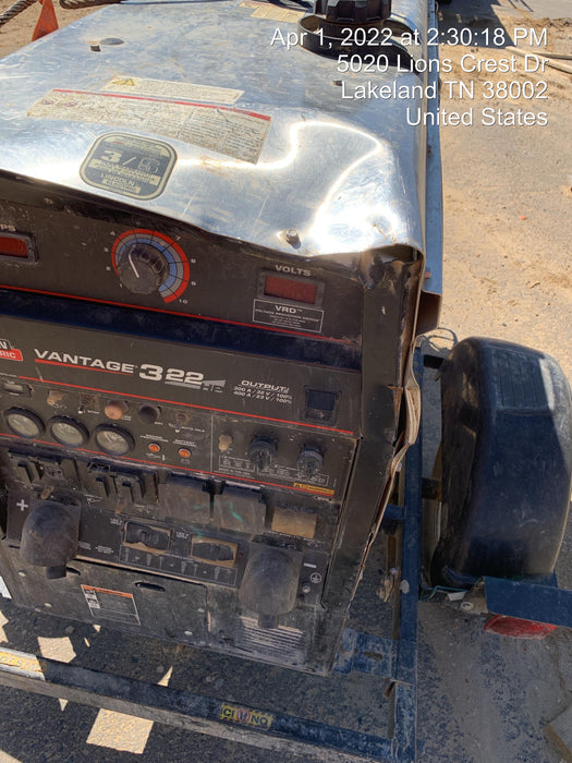 2019 Lincoln Electric Vantage 322 Lincoln Vantage 322 Welder w/Trailer, Light Kit, Cable Rack