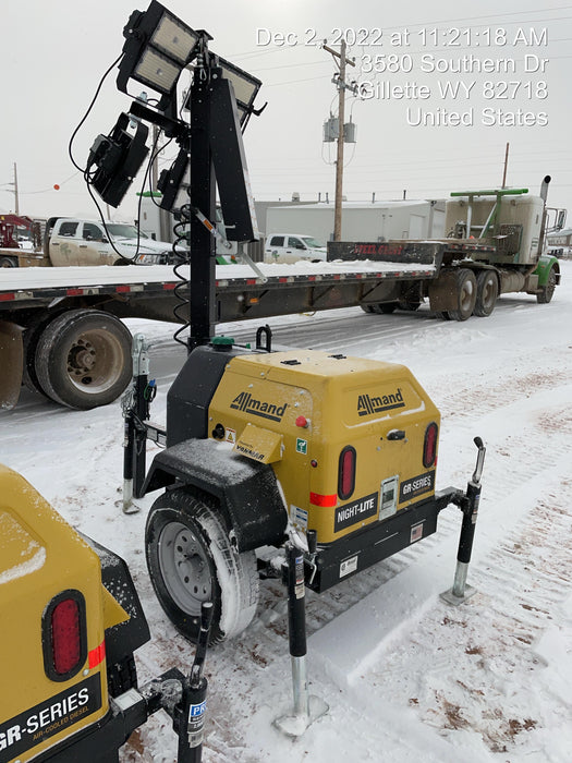 2022 Allmand NLV3GR (4) LED Light Fixture 350W, 23' Vertical Mast, 3kW Prime, Towable, ES Decals, T3