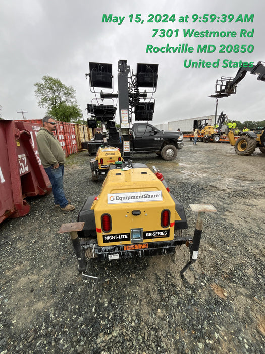 2021 Allmand NLV3GR (4) LED Light Fixture 350W, 23' Vertical Mast, 3kW Prime, Towable, Deep Sea L401, Leveling Jacks, Yanmar T4F 5.8hp