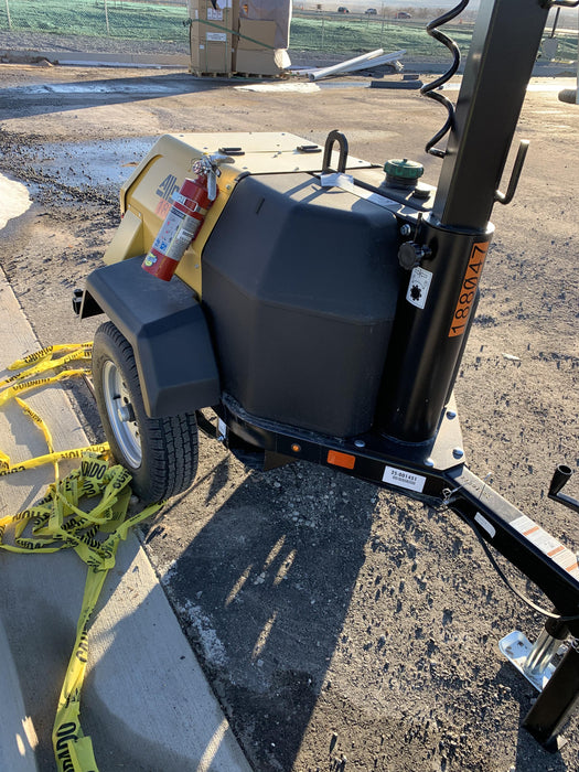 Allmand NLV3GR (4) LED Light Fixture 350W, 23' Vertical Mast, 3kW Prime, Towable, Deep Sea L401, Leveling Jacks, Yanmar T4F 5.8hp