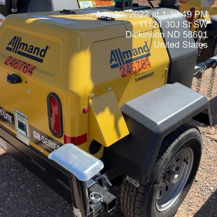 2022 Allmand NLV3GR (4) LED Light Fixture 350W, 23' Vertical Mast, 3kW Prime, Towable, ES Decals, T3