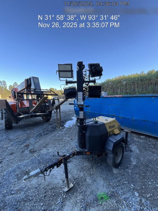 2022 Allmand NLV3GR (4) LED Light Fixture 350W, 23' Vertical Mast, 3kW Prime, Towable, Deep Sea L401, Leveling Jacks, Yanmar T4F 5.8hp