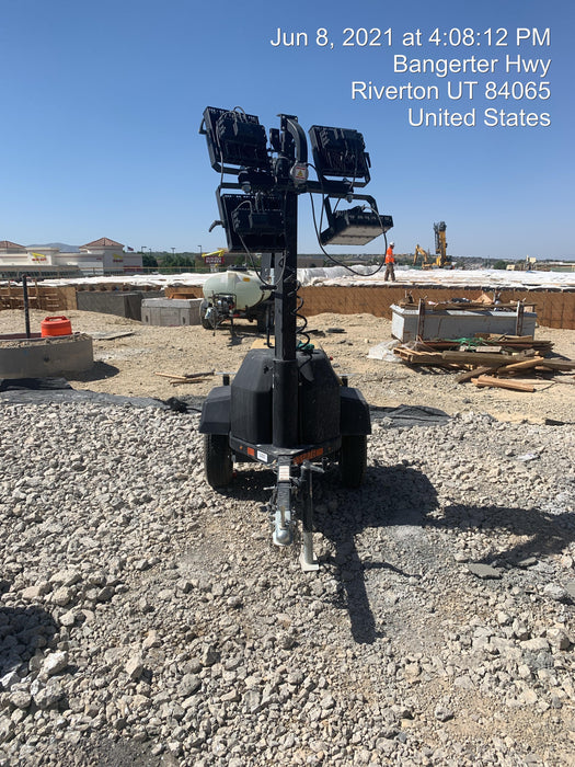 2021 Allmand NLV3GR (4) LED Light Fixture 350W, 23' Vertical Mast, 3kW Prime, Towable, Deep Sea L401, Leveling Jacks, Yanmar T4F 5.8hp