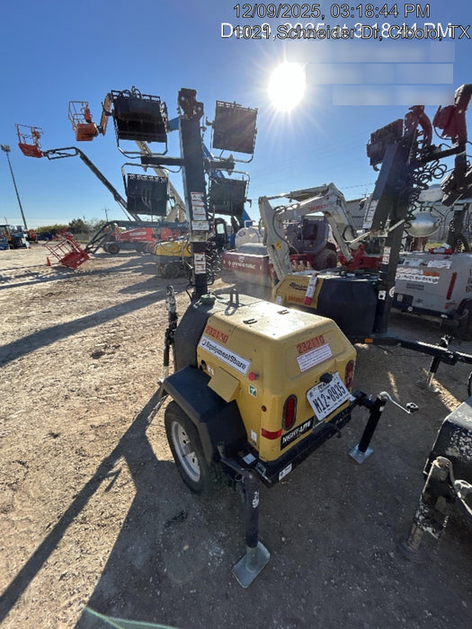 2022 Allmand NLV3GR (4) LED Light Fixture 350W, 23' Vertical Mast, 3kW Prime, Towable, Deep Sea L401, Leveling Jacks, Yanmar T4F 5.8hp