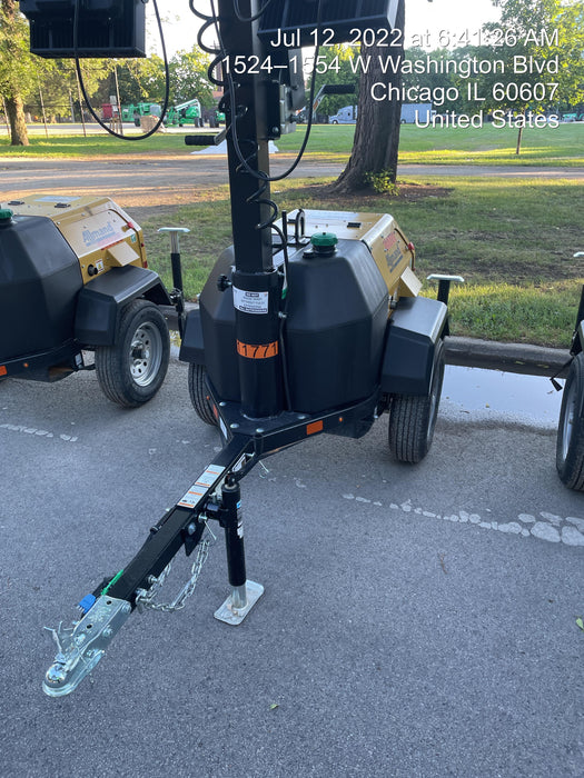 2022 Allmand NLV3GR (4) LED Light Fixture 350W, 23' Vertical Mast, 3kW Prime, Towable, Deep Sea L401, Leveling Jacks, Yanmar T4F 5.8hp