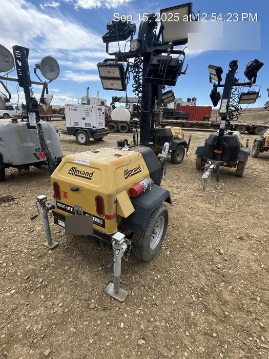 2022 Allmand NLV3GR (4) LED Light Fixture 350W, 23' Vertical Mast, 3kW Prime, Towable, Deep Sea L401, Leveling Jacks, Yanmar T4F 5.8hp