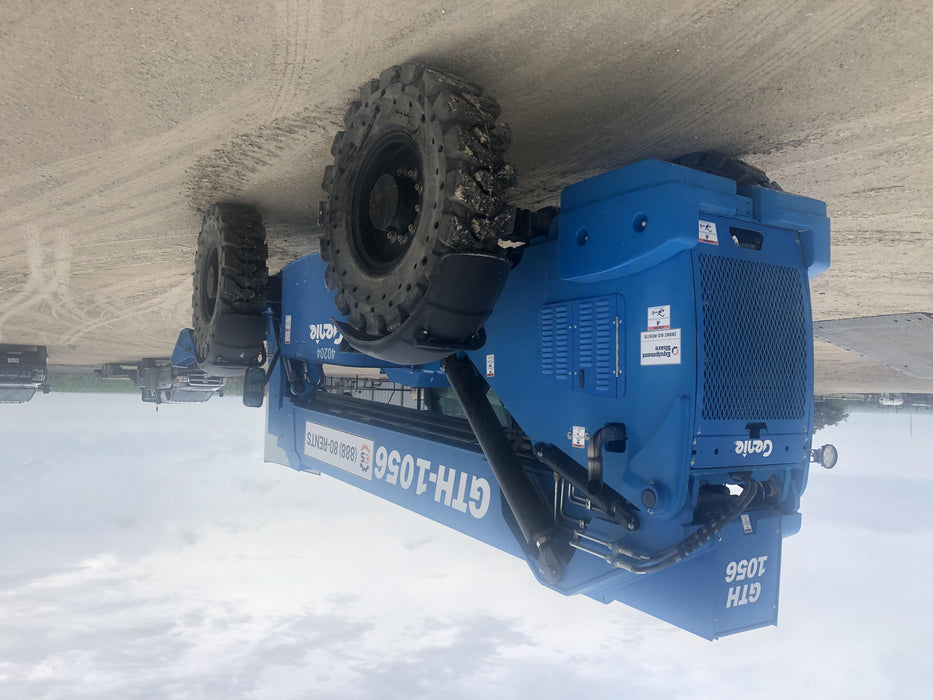 2019 Genie GTH-1056 Cab/Heat/AC, Solid RT Tires, LED Work Lights, Beacon 60" QA Carriage, 60" Forks