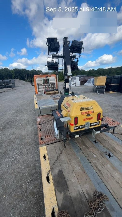 2021 Allmand NLV3GR (4) LED Light Fixture 350W, 23' Vertical Mast, 3kW Prime, Towable, Deep Sea L401, Leveling Jacks, Yanmar T4F 5.8hp